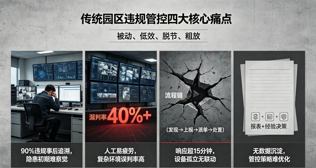 传统园区违规管控痛点 传统园区违规管控痛点